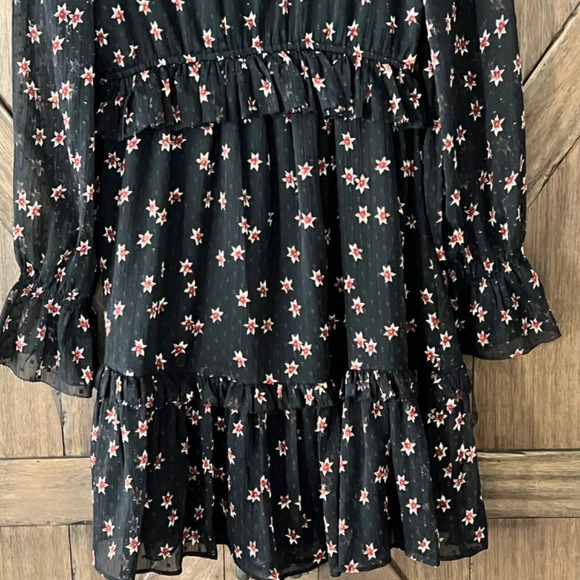 & Other Stories Ruffled Long Sleeve Black/Red Floral Mini Dress Size 2 EUC - Picture 5 of 10